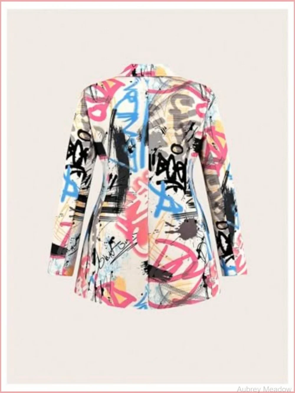 Women's Plus Size Graphic Long Sleeve Blazer Lapel Collar Casual Suit Jacket